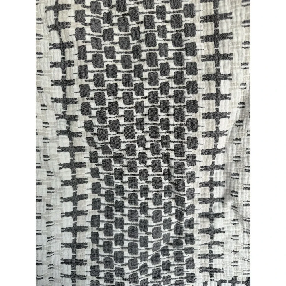 West Elm Full Queen Duvet Cover 2 Standard Shams Set Grey Ivory Ikat Tribal